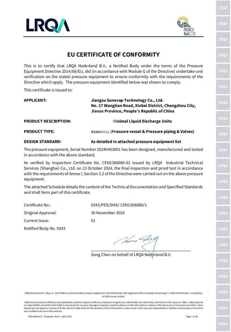 EU Certificate of Conformity